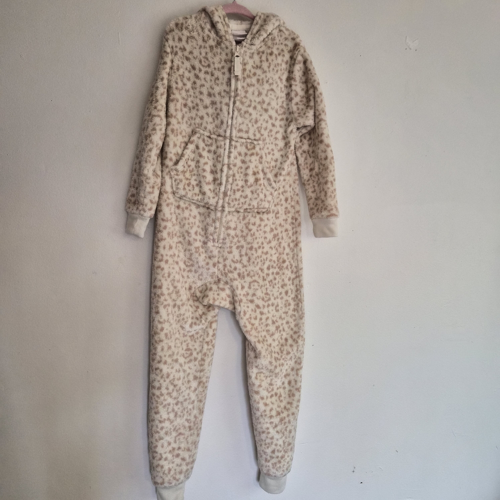 Cat & Jack Cream Leopard Print Kids Pajama Footies